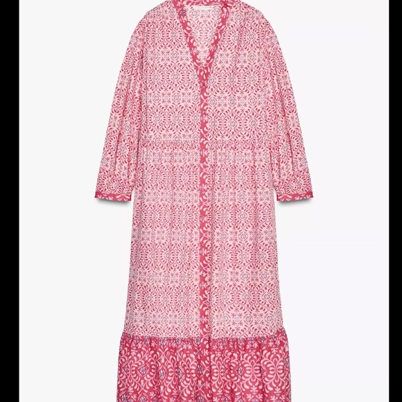 🔥🔥Zara Pink Patterned Midi Dress - Picture 8 of 9